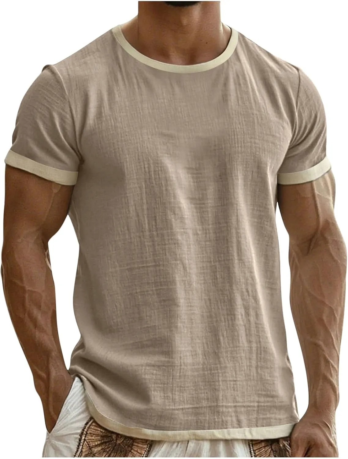 Футболка Cotton Linen для мужчин, летняя, с коротким рукавом и цветным блоком
Футболка Cotton Linen для мужчин, летняя, с коротким рукавом и цветным блоком