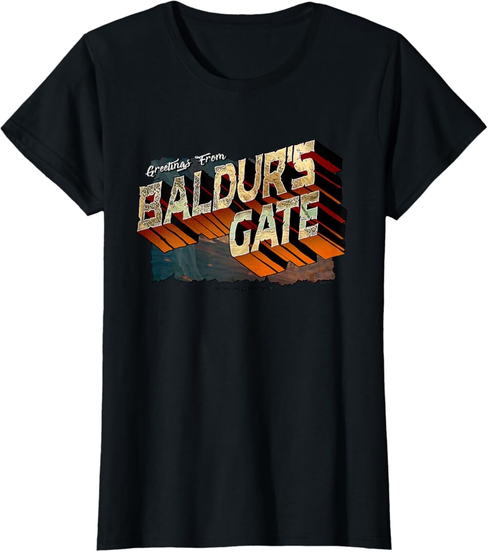 Женская футболка Dungeons & Dragons Greetings from Baldur's Gate, черный
Женская футболка Dungeons & Dragons Greetings from Baldur's Gate, черный