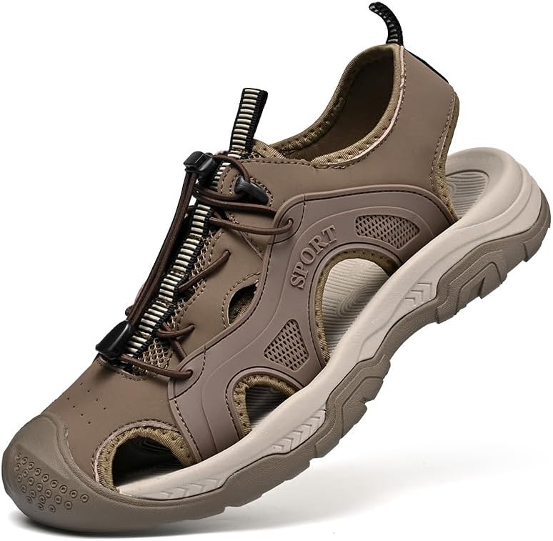 Мужские сандалии Tsuukuie, спортивные походные с закрытым носком, летние пляжные водные туфли, кожаные сандалии-рыбак, коричневый
Мужские сандалии Tsuukuie, спортивные походные с закрытым носком, летние пляжные водные туфли, кожаные сандалии-рыбак, коричневый