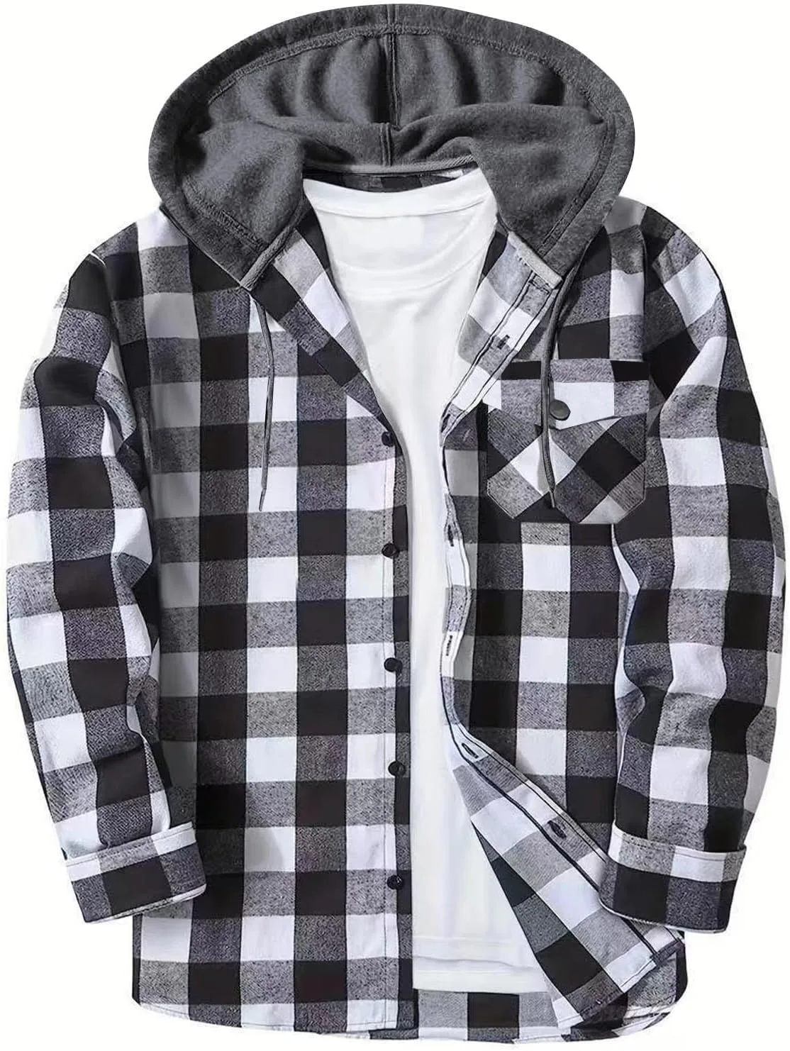 Мужская фланелевая толстовка с капюшоном и карманами
Мужская фланелевая толстовка с капюшоном и карманами