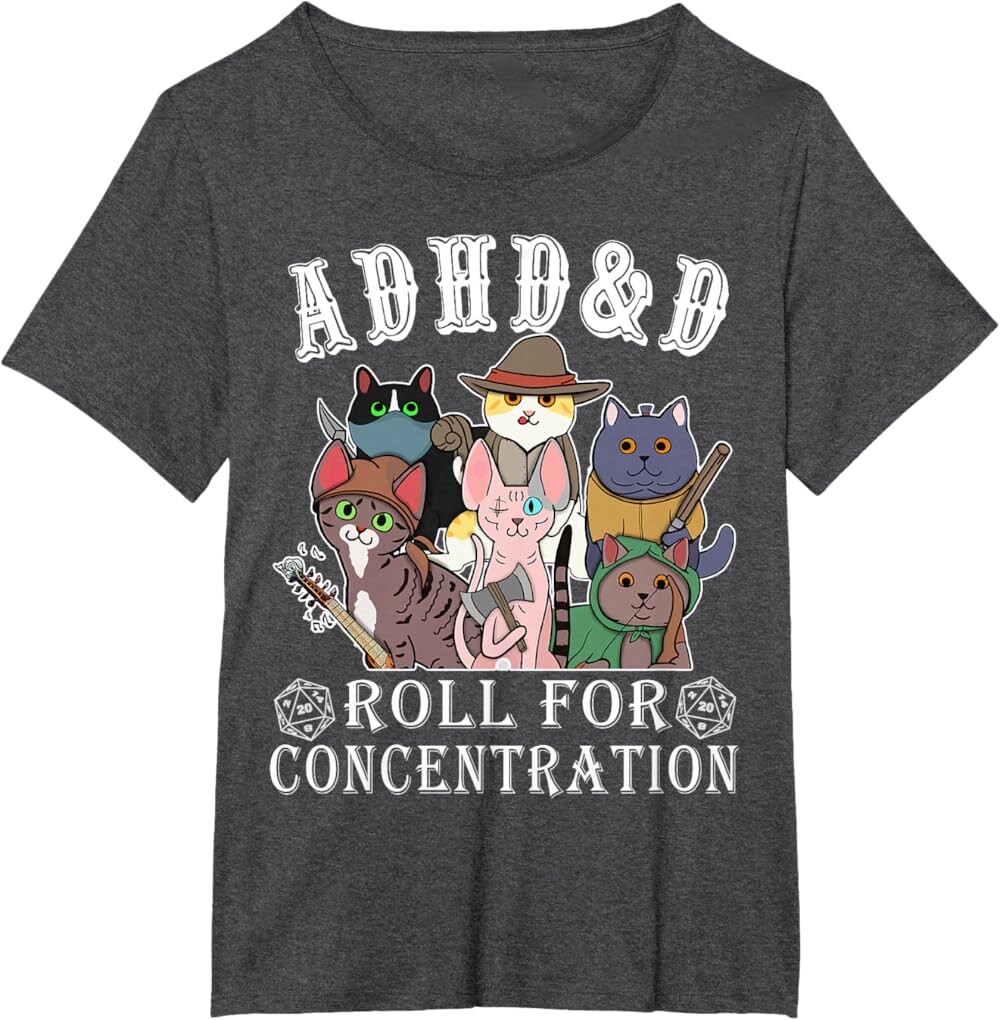 Женская футболка Funny Tees Gamer RPG Apparel Cats RPG Gamer Roll For Concentration D20 Dice Nerdy, темно-серый
Женская футболка Funny Tees Gamer RPG Apparel Cats RPG Gamer Roll For Concentration D20 Dice Nerdy, темно-серый