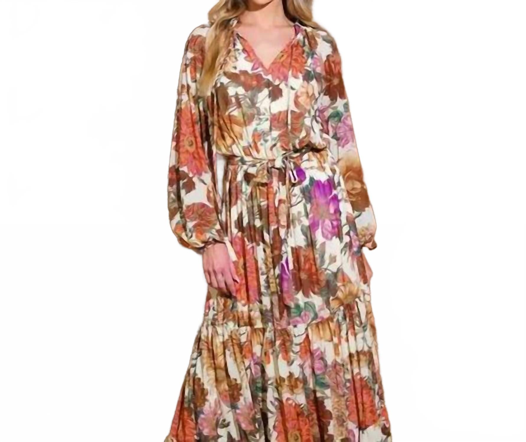 Платье макси с осенними цветами кремового цвета Flying Tomato, кремовый
Платье макси с осенними цветами кремового цвета Flying Tomato, кремовый