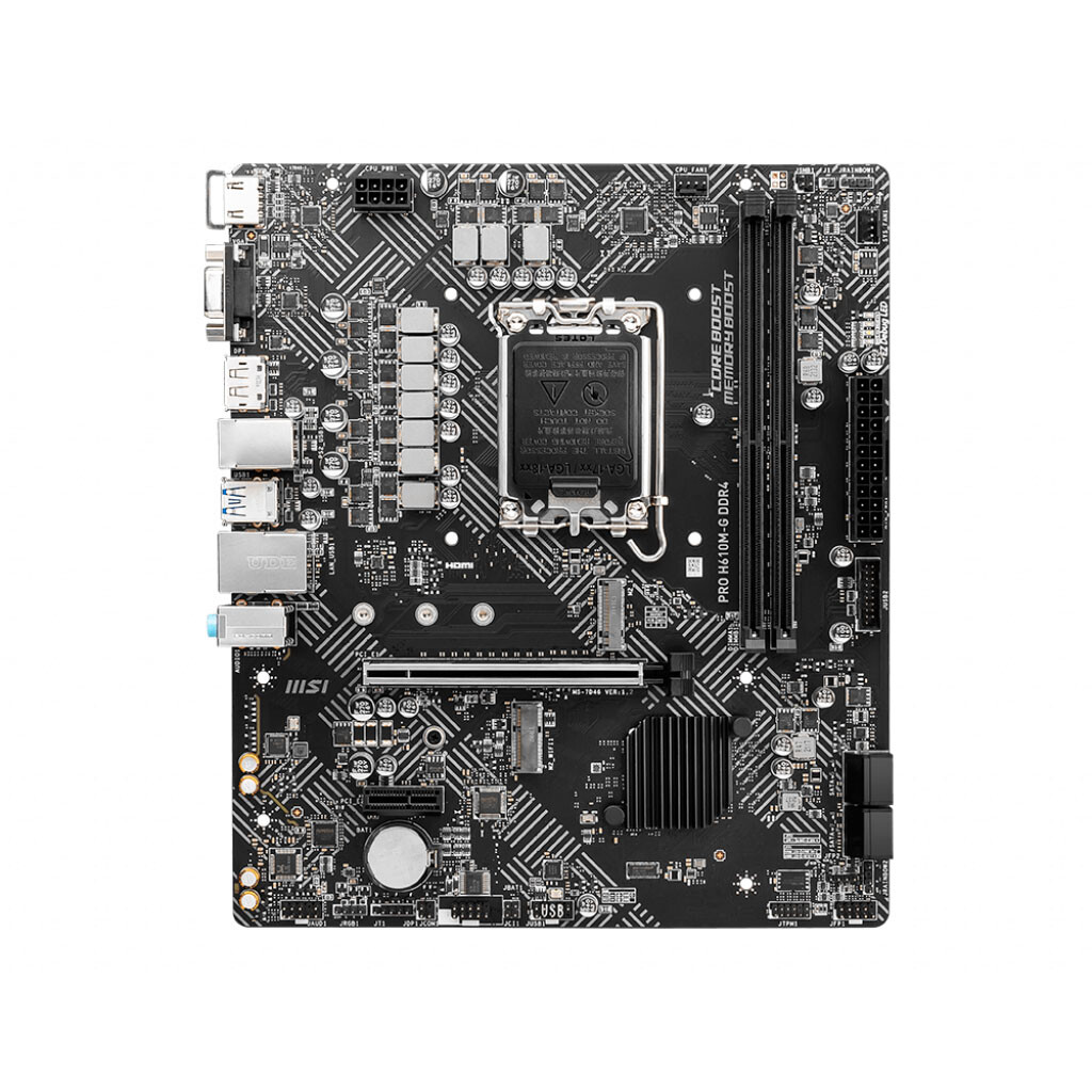 Материнская плата MSI PRO H610M-G DDR4, LGA 1700, Серый, Материнская плата MSI PRO H610M-G DDR4, LGA 1700
Материнская плата MSI PRO H610M-G DDR4, LGA 1700, Серый, Материнская плата MSI PRO H610M-G DDR4, LGA 1700