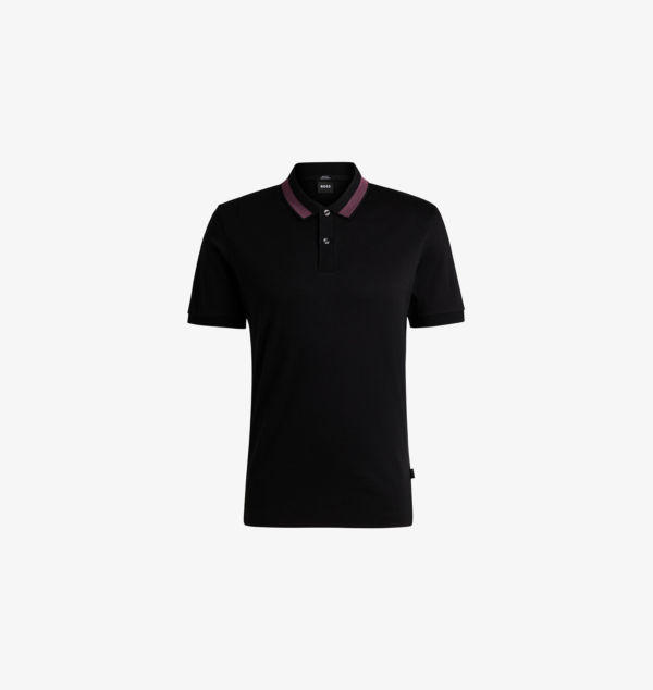 Рубашка-Поло облегающего кроя из хлопкового джерси с полосатой отделкой Boss, черный
Рубашка-Поло облегающего кроя из хлопкового джерси с полосатой отделкой Boss, черный