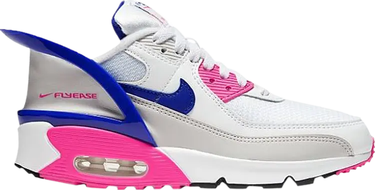 Кроссовки Nike Air Max 90 FlyEase GS 'White Pink Glow Concord', белый 
Кроссовки Nike Air Max 90 FlyEase GS 'White Pink Glow Concord', белый