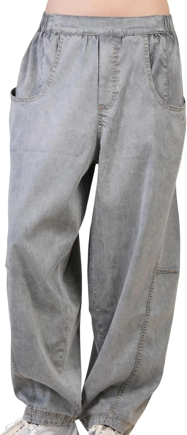 Женские потертые бочкообразные брюки — повседневные свободные джинсы с эластичным поясом и боковыми карманами MOVINT
Женские потертые бочкообразные брюки — повседневные свободные джинсы с эластичным поясом и боковыми карманами MOVINT