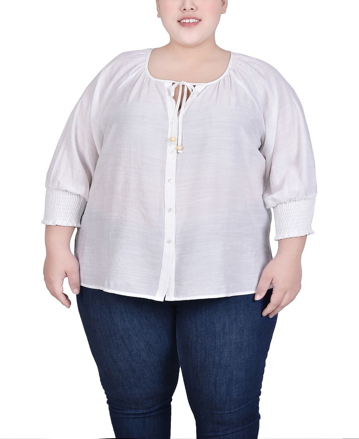 Плюс размер блузка с рукавами 3/4 и пуговицами спереди NY Collection, белый
Плюс размер блузка с рукавами 3/4 и пуговицами спереди NY Collection, белый