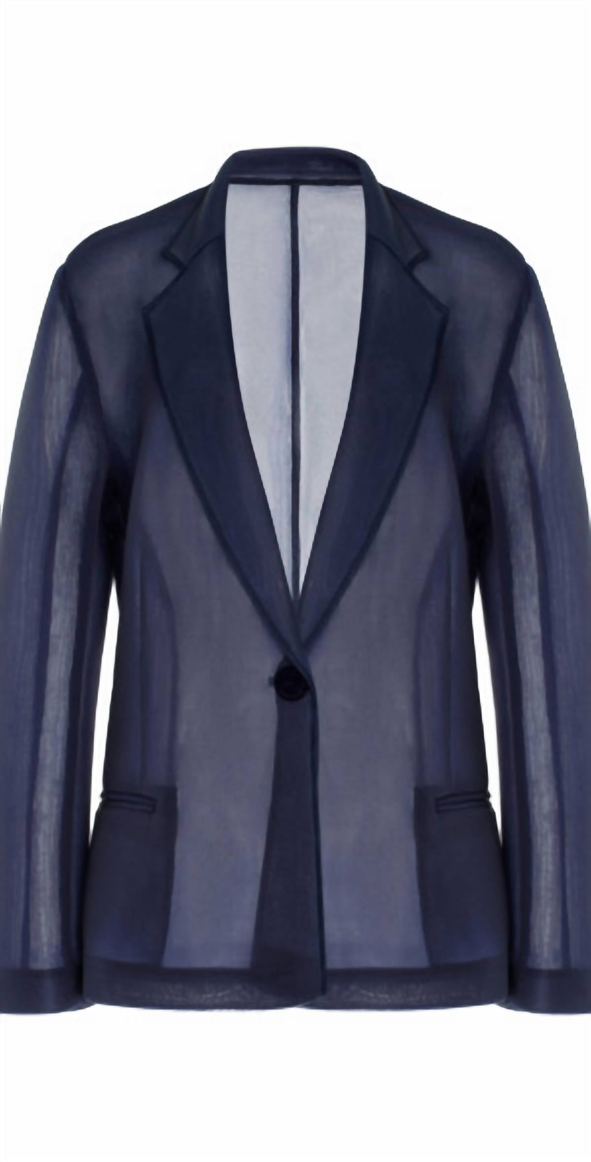 Женская приталенная двубортная куртка с жемчугом в темно-синем цвете Brandon Maxwell
Женская приталенная двубортная куртка с жемчугом в темно-синем цвете Brandon Maxwell