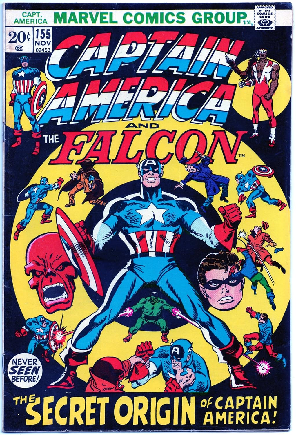 Captain America No. 155 (Vol. 1, 1972) "The Incredible Origin of the Other Captain America" (Marvel Comics)
Captain America No. 155 (Vol. 1, 1972) "The Incredible Origin of the Other Captain America" (Marvel Comics)