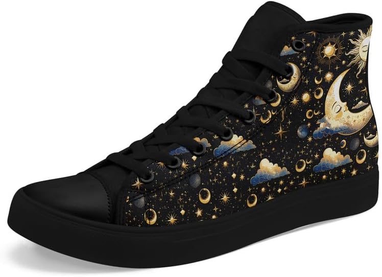 Кеды на высокой подошве Sun Moon Star из холщовой ткани для женщин и мужчин, черные и белые модные туфли, шнуровка, стильные, унисекс, для прогулок и повседневного ношения Awsole
Кеды на высокой подошве Sun Moon Star из холщовой ткани для женщин и мужчин, черные и белые модные туфли, шнуровка, стильные, унисекс, для прогулок и повседневного ношения Awsole