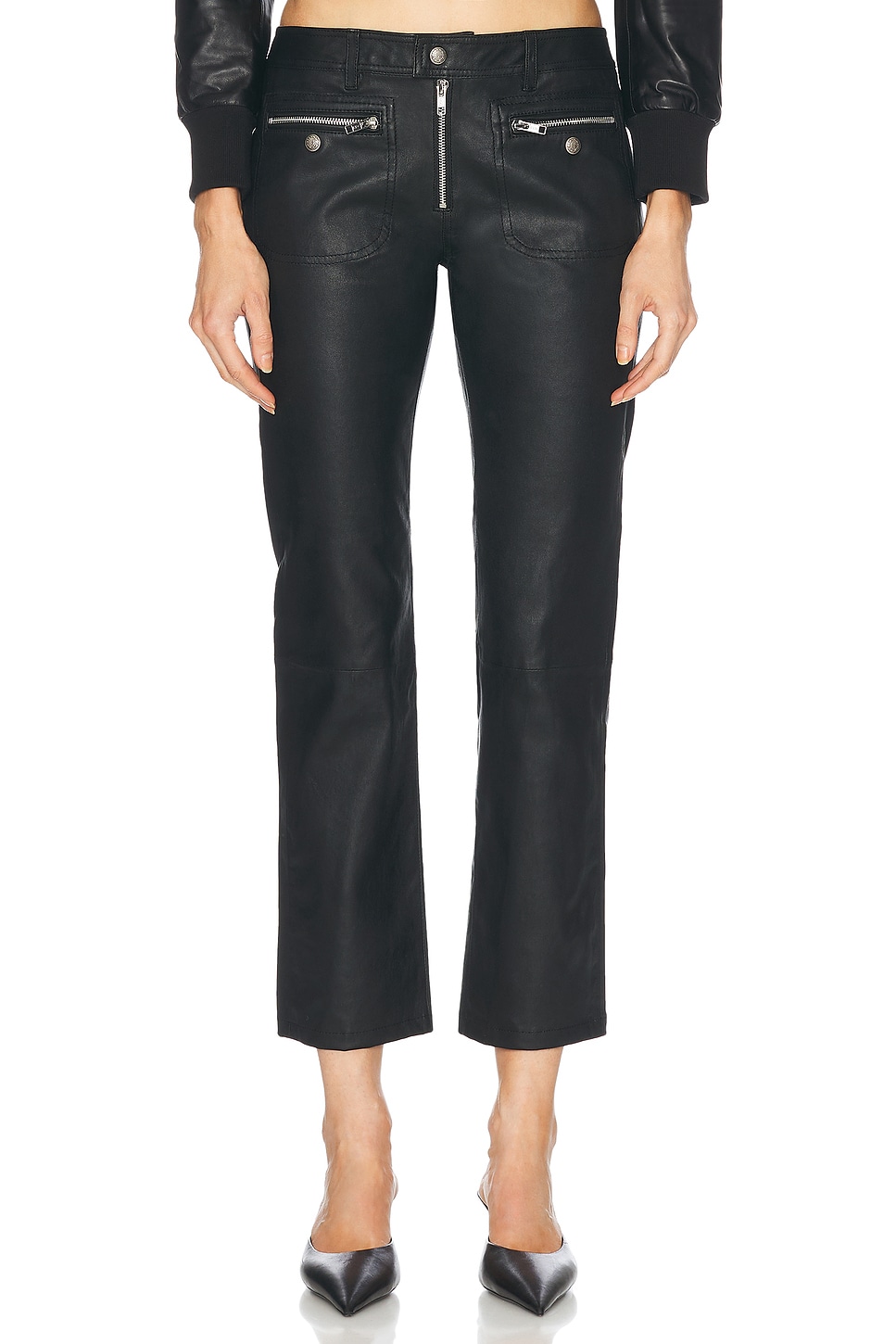 Кожаные брюки Boy Straight Leg R13, Black 
Кожаные брюки Boy Straight Leg R13, Black