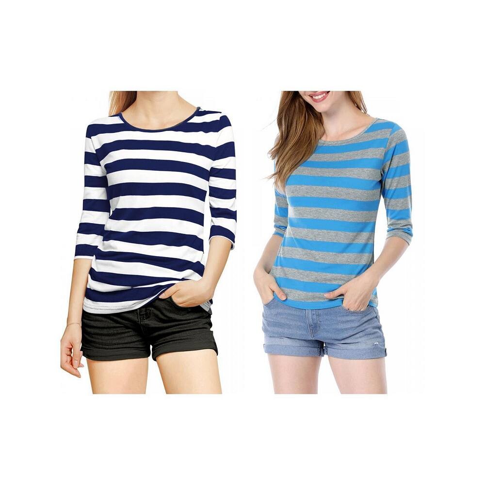 2 упаковки женских повседневных футболок с принтом и круглым вырезом с рукавами до локтя ALLEGRA K, цвет Blue And Blue Gray, Синий, 2 упаковки женских повседневных футболок с принтом и круглым вырезом с рукавами до локтя ALLEGRA K, цвет Blue And Blue Gray
2 упаковки женских повседневных футболок с принтом и круглым вырезом с рукавами до локтя ALLEGRA K, цвет Blue And Blue Gray, Синий, 2 упаковки женских повседневных футболок с принтом и круглым вырезом с рукавами до локтя ALLEGRA K, цвет Blue And Blue Gray