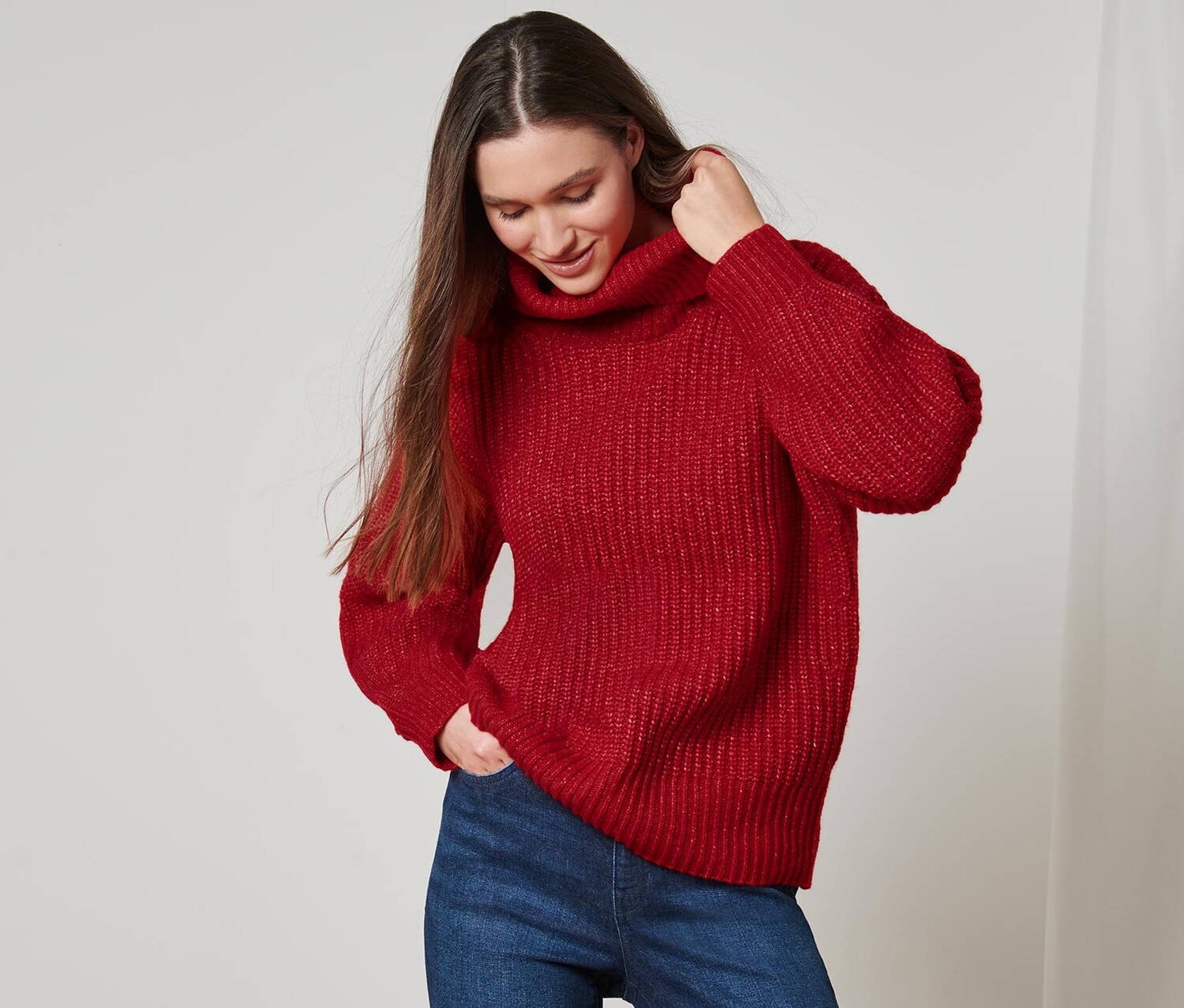 Свитер крупной вязки с водолазкой Tchibo, красный
Свитер крупной вязки с водолазкой Tchibo, красный