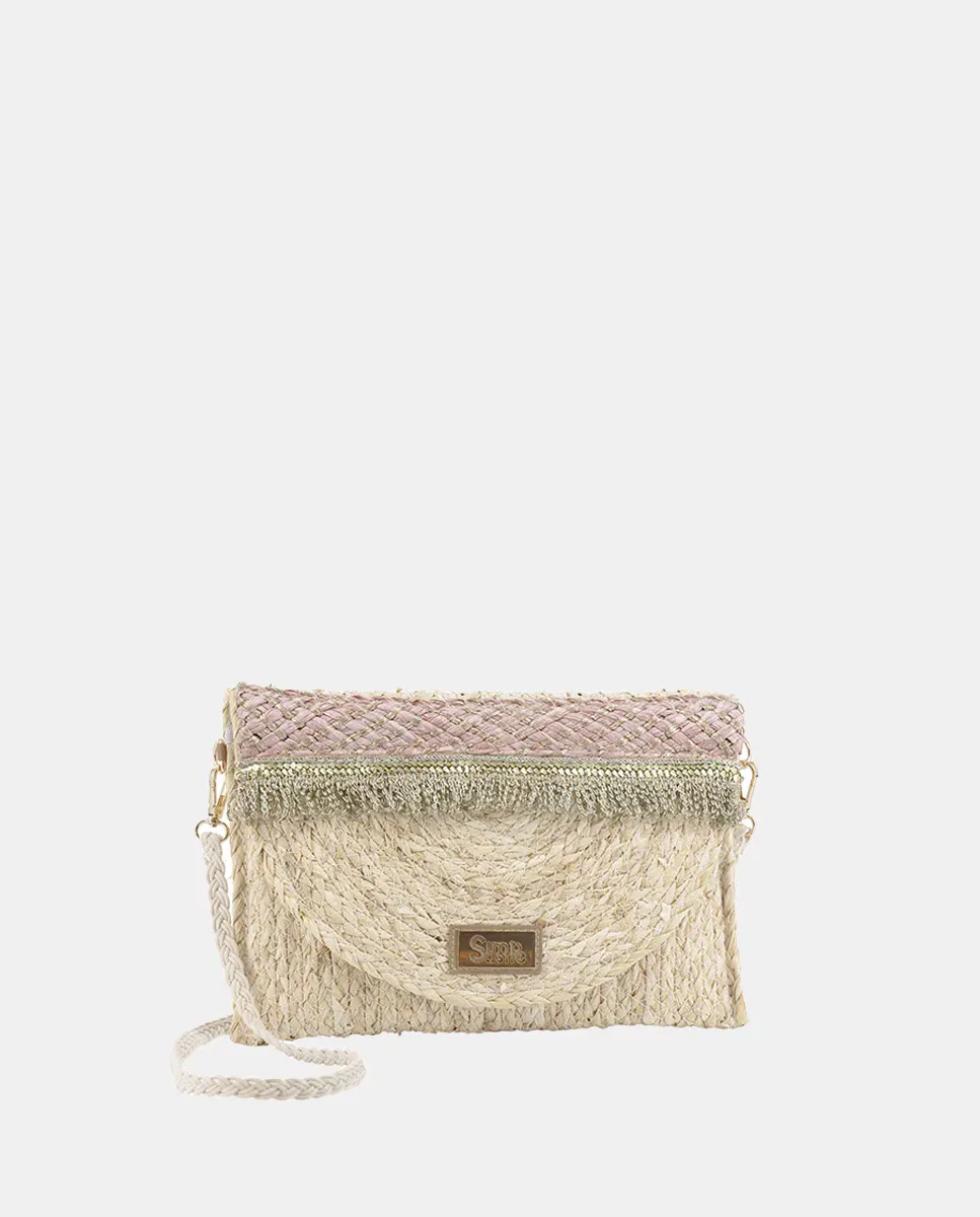 Сумочка-конверт из кукурузной шелухи в сочетании с бахромой и рафией Simó Sastre, розовый
Сумочка-конверт из кукурузной шелухи в сочетании с бахромой и рафией Simó Sastre, розовый