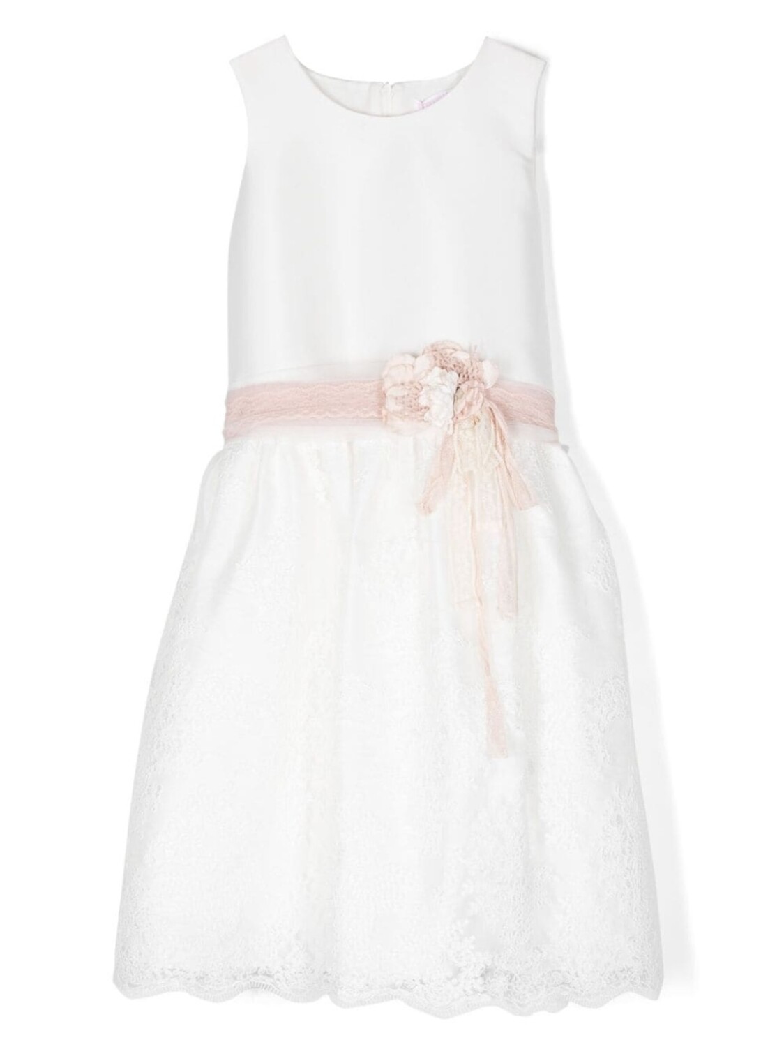 Mimilù платье из тюля с цветочной аппликацией, белый