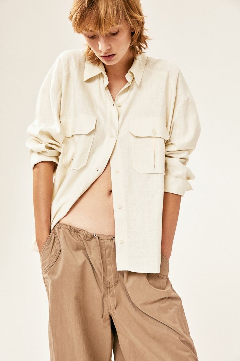 Блузка-Карго оверсайз из смесового льна H&M, бежевый
Блузка-Карго оверсайз из смесового льна H&M, бежевый