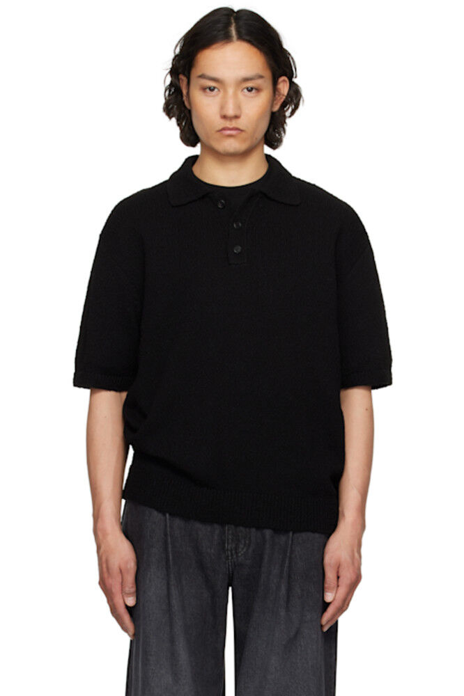 Черная трикотажная рубашка-поло Solid Homme
Черная трикотажная рубашка-поло Solid Homme