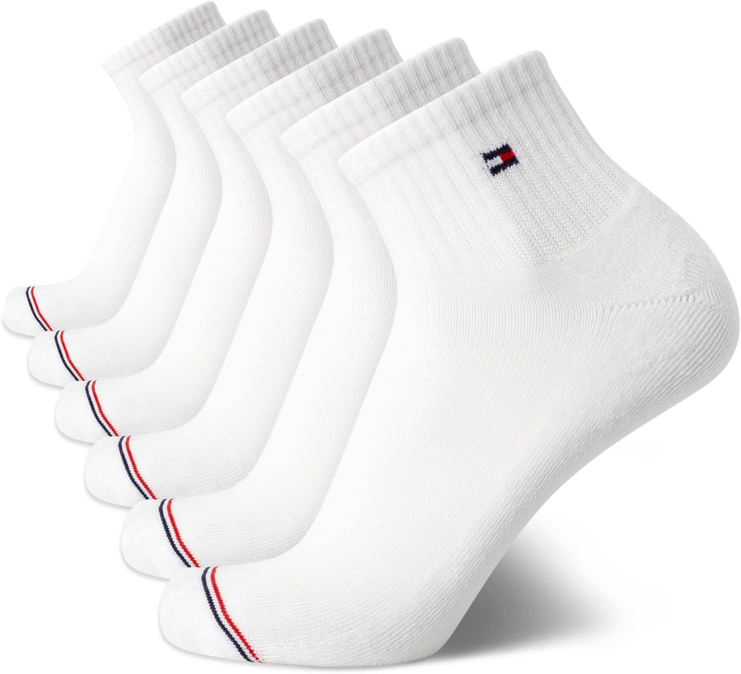 Мужские носки Tommy Hilfiger Quarter - 6 пар мягких эластичных носков для бега до щиколотки с амортизацией для мужчин (размеры: 7-12), White Stripe
Мужские носки Tommy Hilfiger Quarter - 6 пар мягких эластичных носков для бега до щиколотки с амортизацией для мужчин (размеры: 7-12), White Stripe