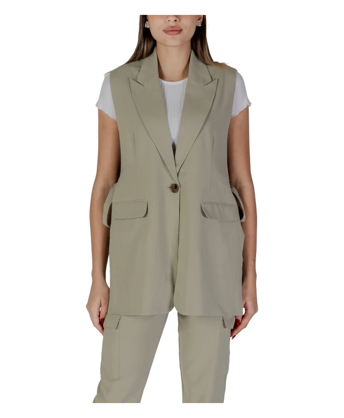 Бежевый жилет без рукавов на пуговицах B.Young, зеленый
Бежевый жилет без рукавов на пуговицах B.Young, зеленый