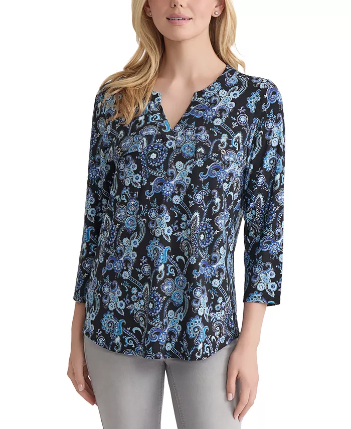 Миниатюрная блузка с принтом пейсли Jones New York, черный
Миниатюрная блузка с принтом пейсли Jones New York, черный