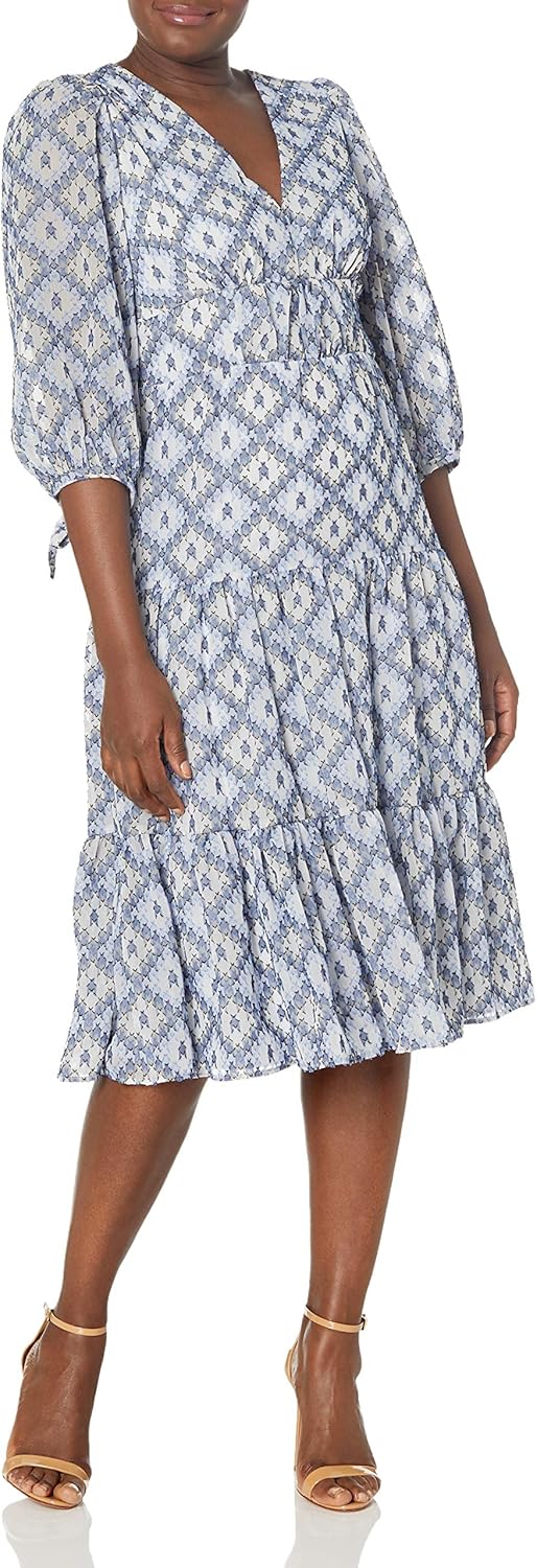 Женское многоярусное платье миди Calvin Klein с рукавами-буфами и завязками, Blue Multi
Женское многоярусное платье миди Calvin Klein с рукавами-буфами и завязками, Blue Multi