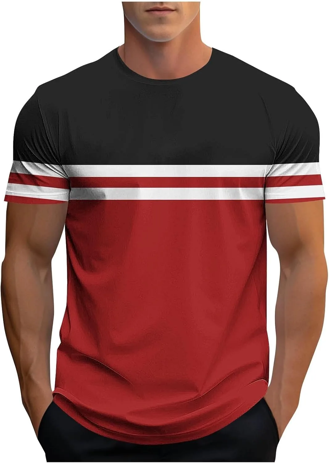 Мужская полосатая футболка с коротким рукавом
Мужская полосатая футболка с коротким рукавом