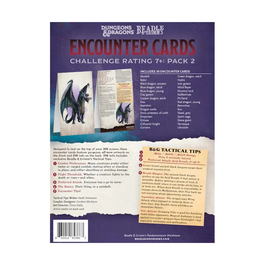 Карты встреч — рейтинг испытания 7+, набор 2, Dungeons & Dragons (5th Edition) (Beadle & Grimm's)
Карты встреч — рейтинг испытания 7+, набор 2, Dungeons & Dragons (5th Edition) (Beadle & Grimm's)