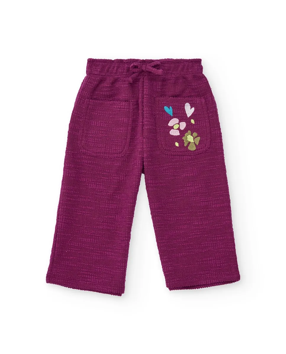 Широкие детские велюровые брюки бордового цвета с вышивкой в виде сердечек Tuc tuc
Широкие детские велюровые брюки бордового цвета с вышивкой в виде сердечек Tuc tuc