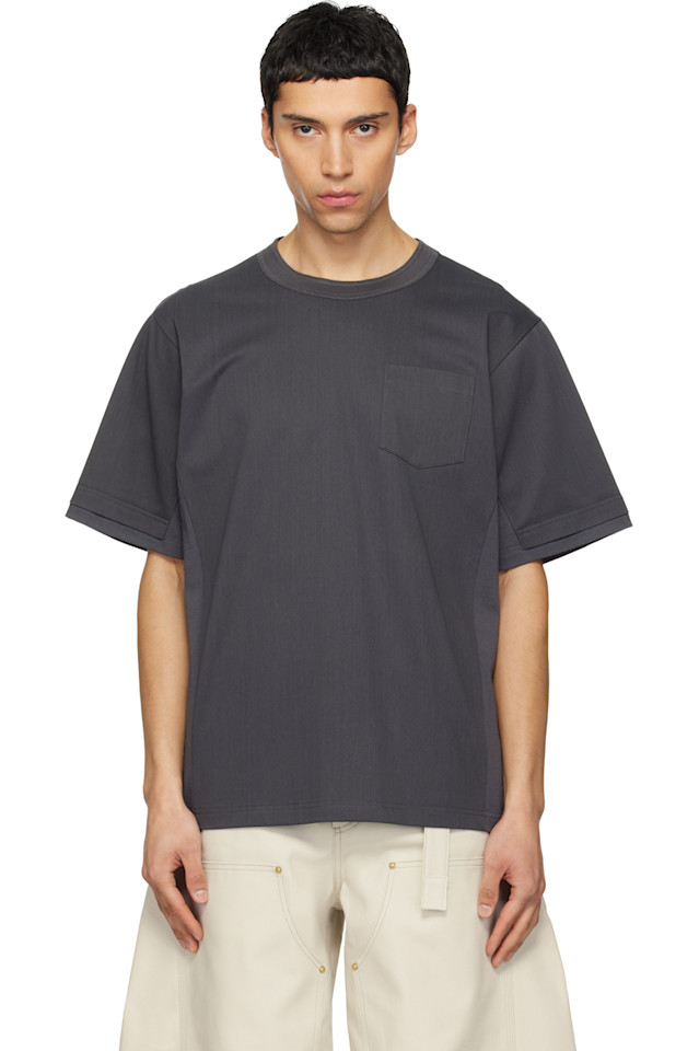 Sacai Серая хлопковая трикотажная футболка
Sacai Серая хлопковая трикотажная футболка