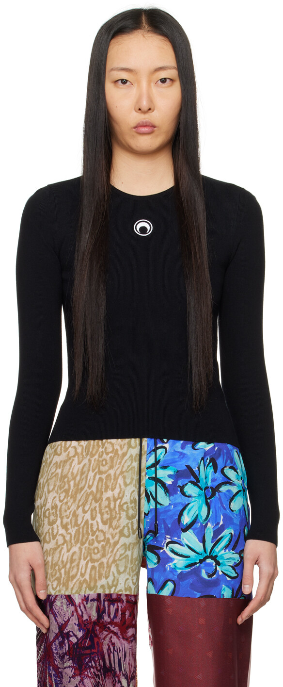 Черный свитер с сердечником Marine Serre, цвет Black 
Черный свитер с сердечником Marine Serre, цвет Black