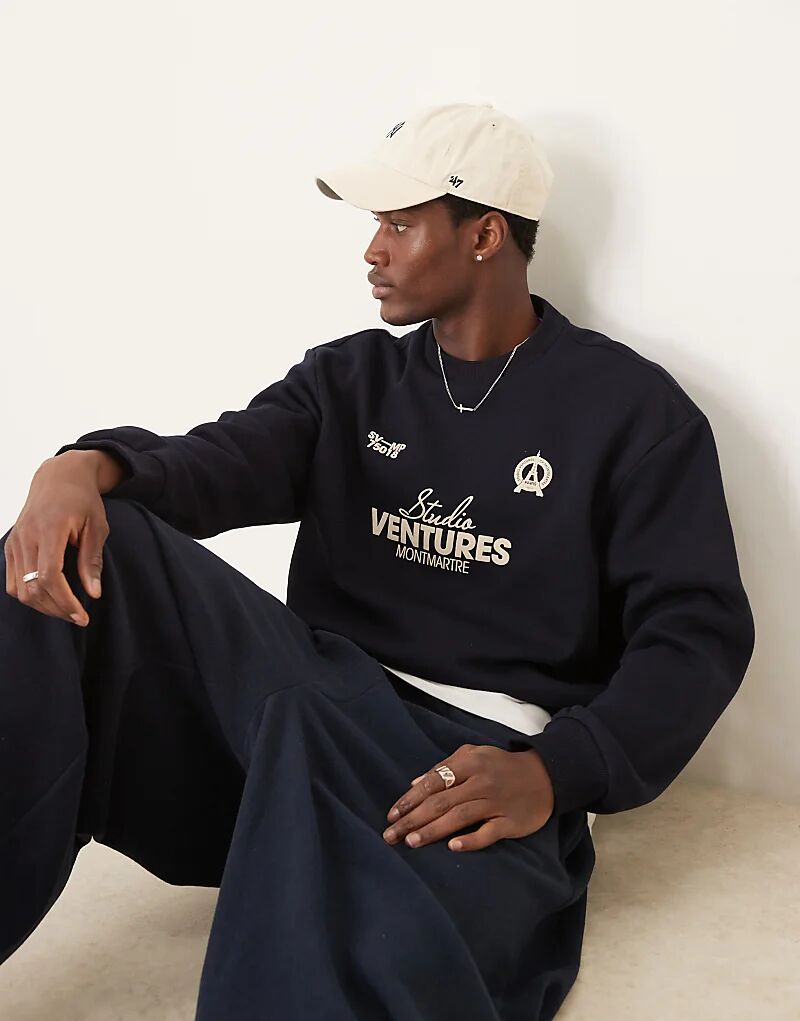 Укороченная толстовка свободного кроя с принтом на груди в темно-синем цвете ASOS DESIGN
Укороченная толстовка свободного кроя с принтом на груди в темно-синем цвете ASOS DESIGN