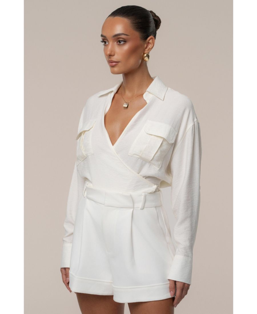 Женская рубашка-карго с воротником-стойкой JLUXLABEL, Ivory
Женская рубашка-карго с воротником-стойкой JLUXLABEL, Ivory