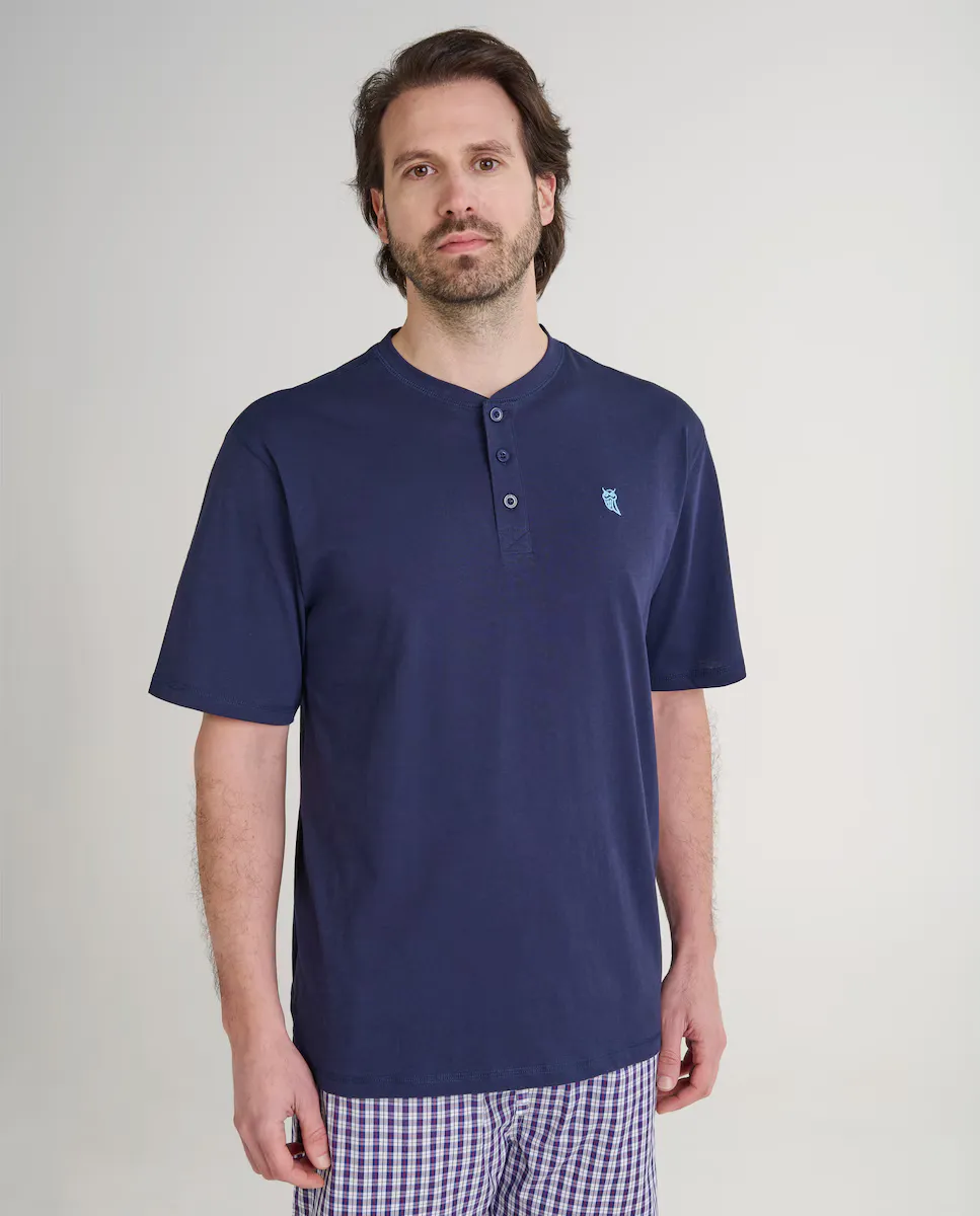 Мужская короткая пижамная футболка из трикотажа синего цвета El Búho Nocturno, синий
Мужская короткая пижамная футболка из трикотажа синего цвета El Búho Nocturno, синий