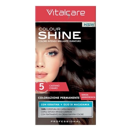 Крем Color Shine с кератином без аммиака, оттенок 5 Light Brown, Vitalcare
Крем Color Shine с кератином без аммиака, оттенок 5 Light Brown, Vitalcare