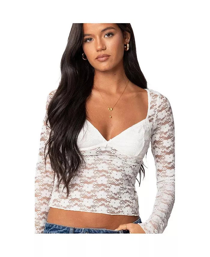 Женский прозрачный кружевной топ Mykonos Edikted, белый
Женский прозрачный кружевной топ Mykonos Edikted, белый