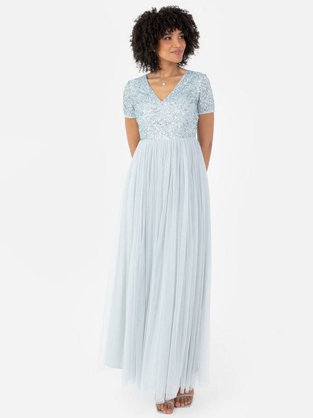 Макси-платье с v-образным вырезом и блестками Maya Deluxe, цвет Ice Blue
Макси-платье с v-образным вырезом и блестками Maya Deluxe, цвет Ice Blue