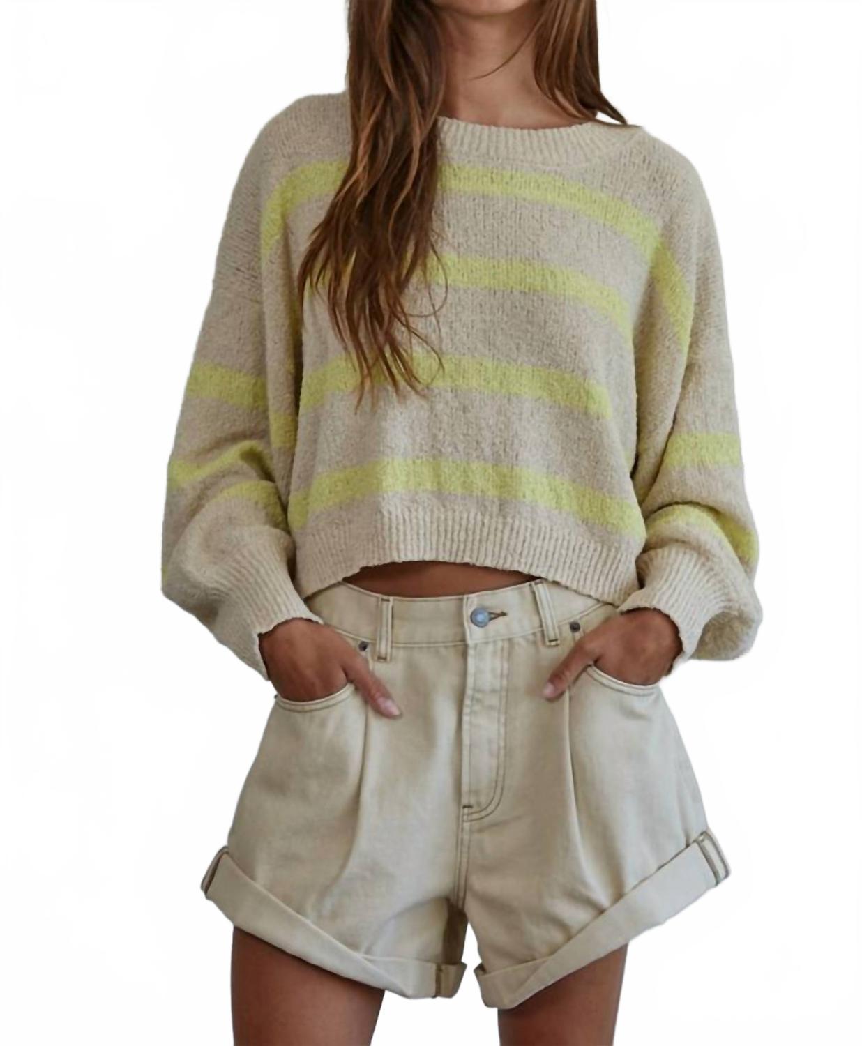 Вязаный свитер с полосками и длинными рукавами в натуральном лаймовом цвете By Together
Вязаный свитер с полосками и длинными рукавами в натуральном лаймовом цвете By Together