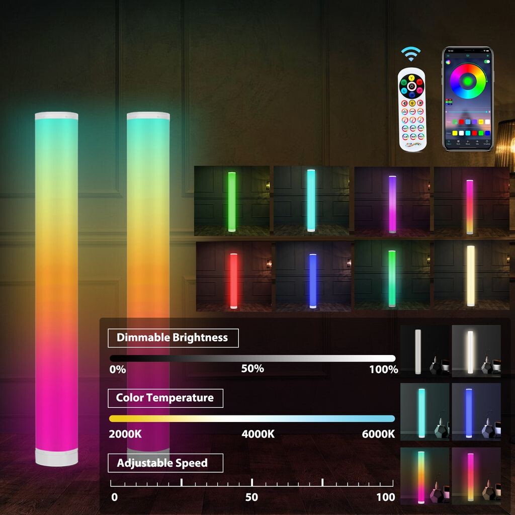 TolleTour LED торшер Торшер 2шт, световая колонна 6Вт 104см, RGB с регулируемой яркостью, атмосферная лампа, современный металлический угловой светильник
TolleTour LED торшер Торшер 2шт, световая колонна 6Вт 104см, RGB с регулируемой яркостью, атмосферная лампа, современный металлический угловой светильник