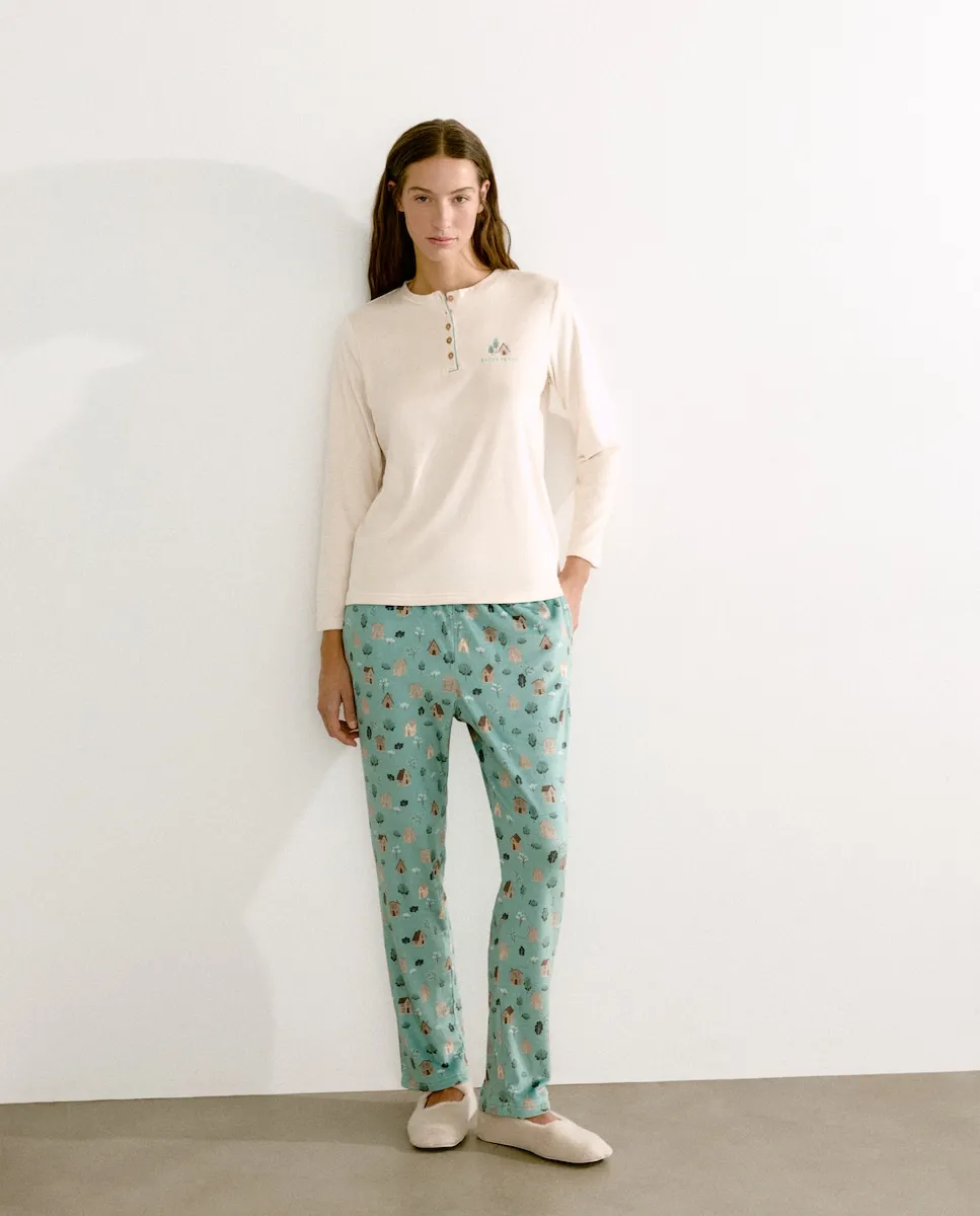 Женская пижама из полиэстера с принтованными брюками Énfasis, экрю
Женская пижама из полиэстера с принтованными брюками Énfasis, экрю