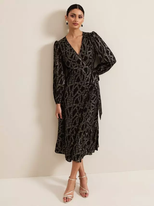 Платье Phase Eight Jazminda Shimmer Wrap Midi, цвет black/multi
Платье Phase Eight Jazminda Shimmer Wrap Midi, цвет black/multi