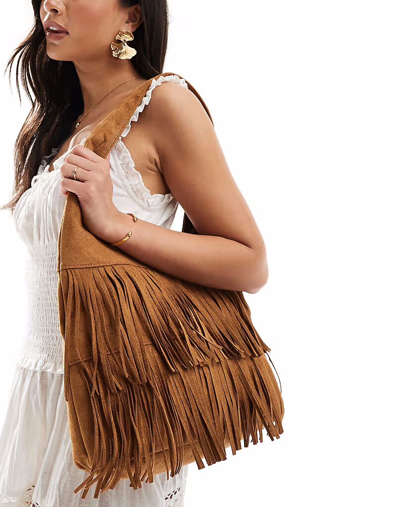 Гламурная сумка через плечо из искусственной замши с бахромой в коричневом цвете Glamorous
Гламурная сумка через плечо из искусственной замши с бахромой в коричневом цвете Glamorous