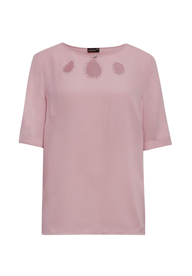 Короткий размер: женственная блузка с интересным вырезом. Goldner, розовый
Короткий размер: женственная блузка с интересным вырезом. Goldner, розовый