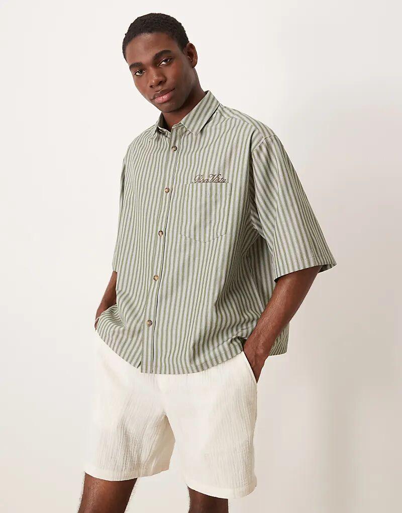 Рубашка свободного кроя в полоску с вышивкой на груди зеленого цвета от ASOS DESIGN
Рубашка свободного кроя в полоску с вышивкой на груди зеленого цвета от ASOS DESIGN