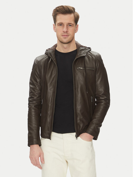 Кожаная куртка обычного кроя Ondo Serge Pariente, коричневый 
Кожаная куртка обычного кроя Ondo Serge Pariente, коричневый