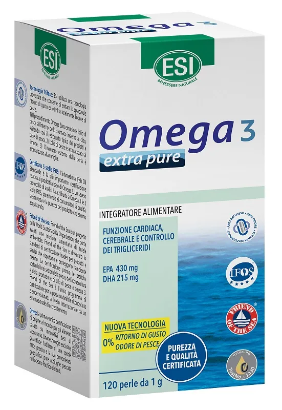 ESI Omega 3 Extra Pure 120 Pearls Добавка с омега-3 и витамином Е
ESI Omega 3 Extra Pure 120 Pearls Добавка с омега-3 и витамином Е
