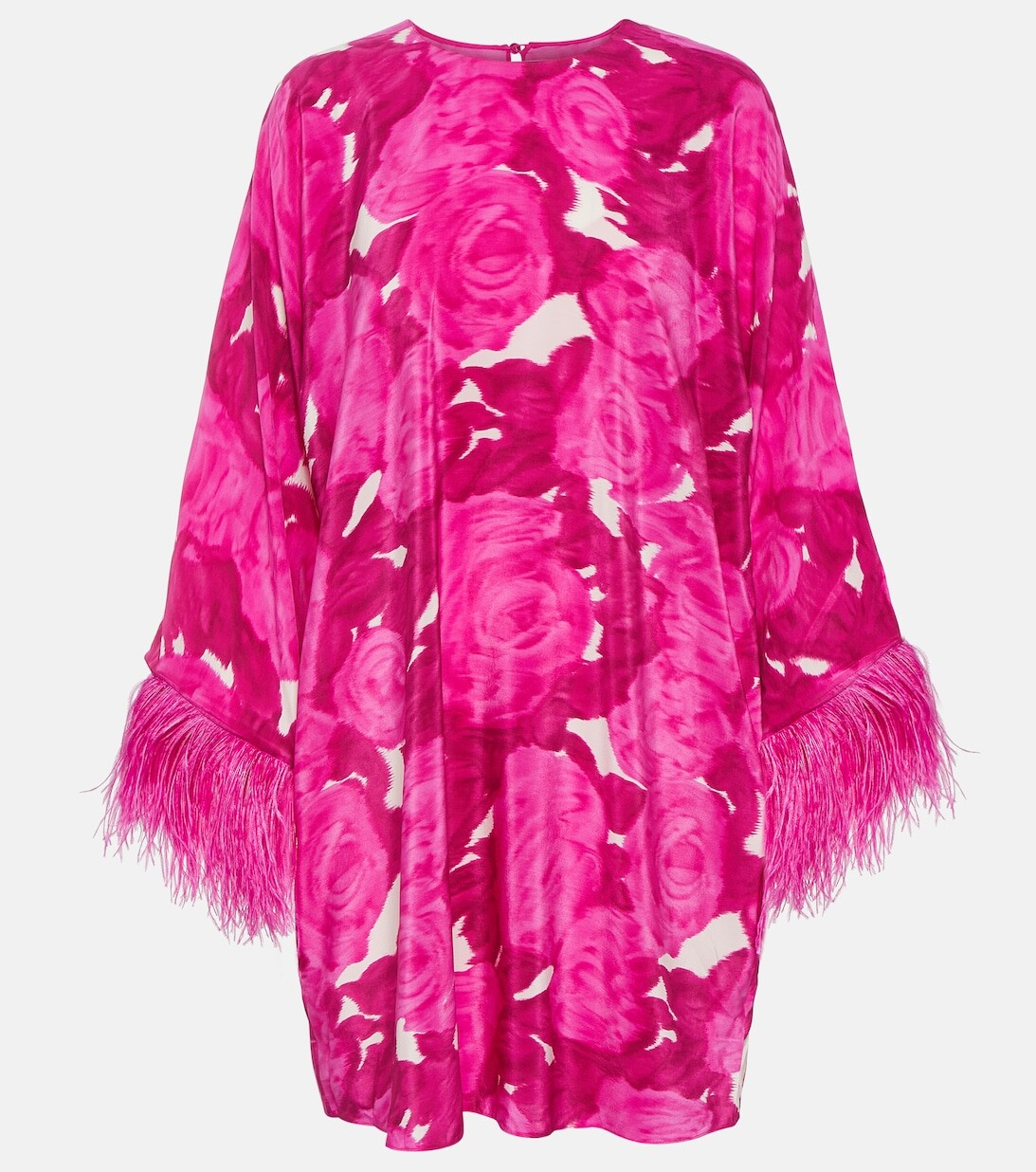 Шелковое мини-платье с цветочным принтом и отделкой перьями VALENTINO, розовый
Шелковое мини-платье с цветочным принтом и отделкой перьями VALENTINO, розовый