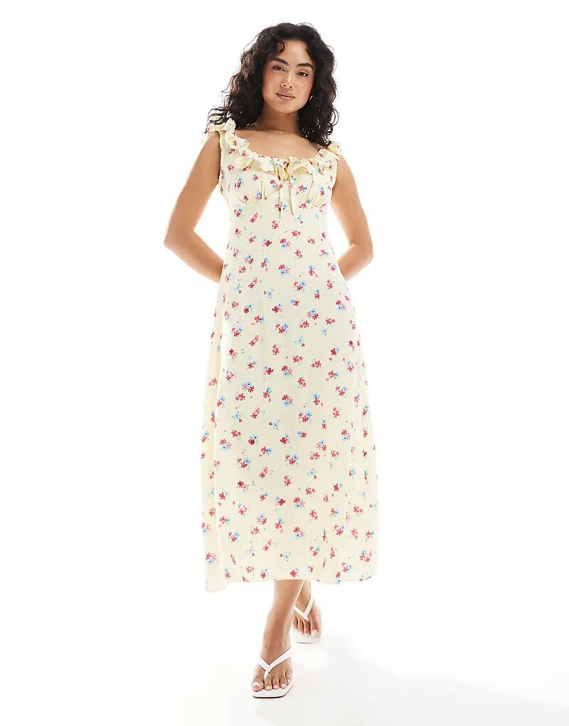 Платье миди New Look с мелким цветочным принтом и завязкой на спине желтого цвета
Платье миди New Look с мелким цветочным принтом и завязкой на спине желтого цвета