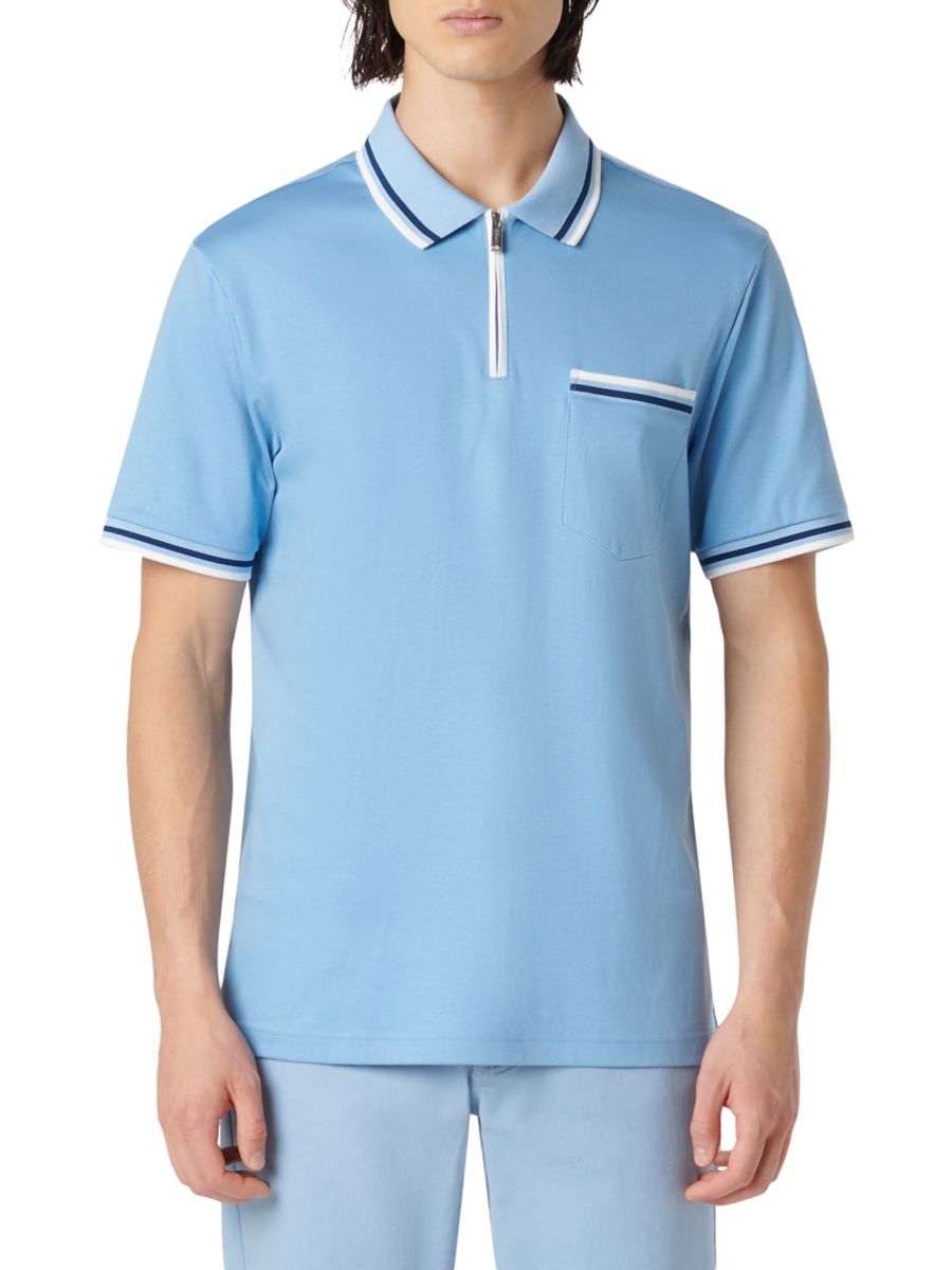 Хлопковая рубашка-поло с коротким рукавом Bugatchi, цвет Air Blue
Хлопковая рубашка-поло с коротким рукавом Bugatchi, цвет Air Blue