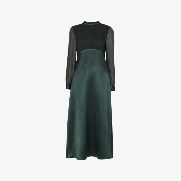 Платье макси из атласа с круглым вырезом и сборками на лифе Whistles, зеленый
Платье макси из атласа с круглым вырезом и сборками на лифе Whistles, зеленый