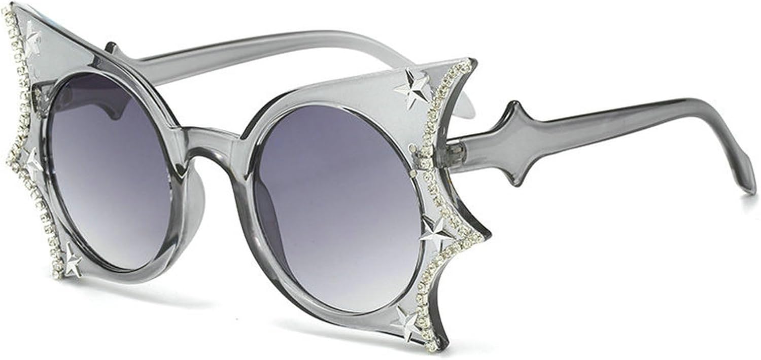 COTIA Модные солнцезащитные очки в форме летучей мыши для женщин и мужчин, с бриллиантовой оправой в виде бабочки и звезд, декор в стиле Y2K, забавные очки для Хэллоуина и косплея, Grey
COTIA Модные солнцезащитные очки в форме летучей мыши для женщин и мужчин, с бриллиантовой оправой в виде бабочки и звезд, декор в стиле Y2K, забавные очки для Хэллоуина и косплея, Grey